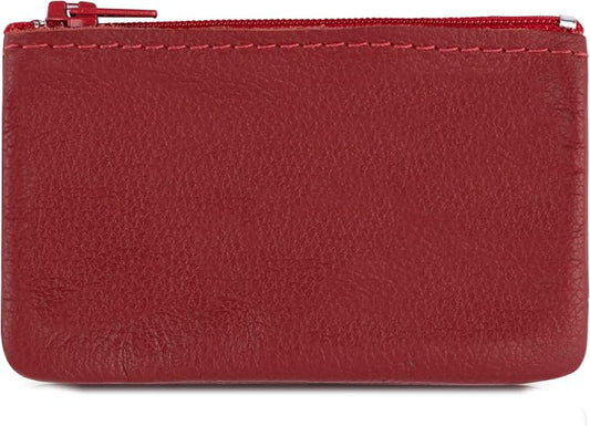 Genuine Leather Small Zipper Pouch Coin Purse for Women Change Holder for Men Size 4 x2.5 Made in U.S.A