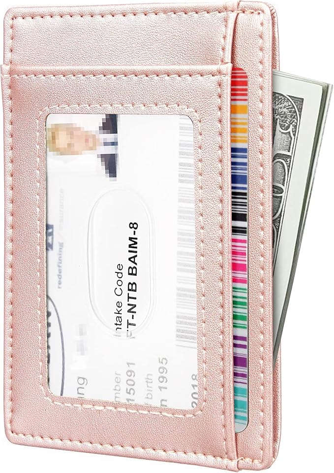 Travelambo Front Pocket Minimalist Leather Slim Wallet RFID Blocking Medium Size
