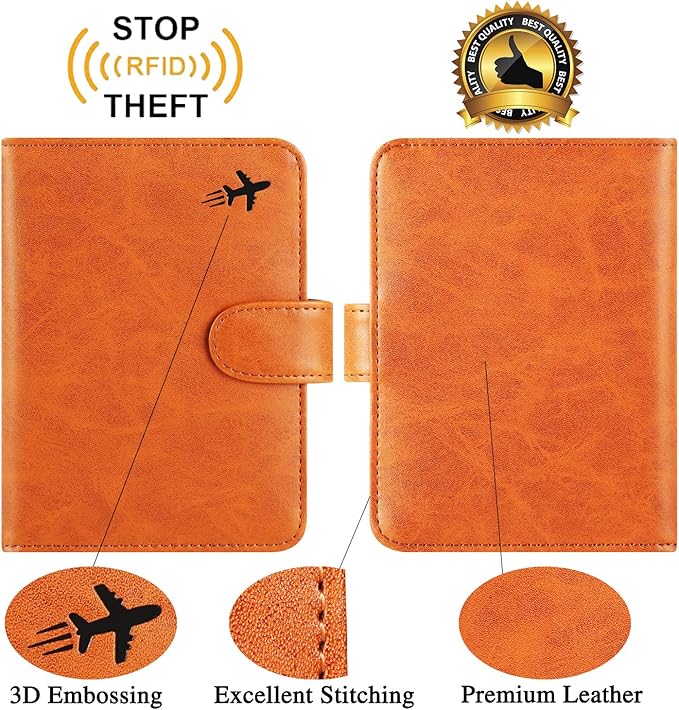 Passport Holder Cover Wallet RFID Blocking Leather Card Case Travel Accessories for Women Men (#Claybank)