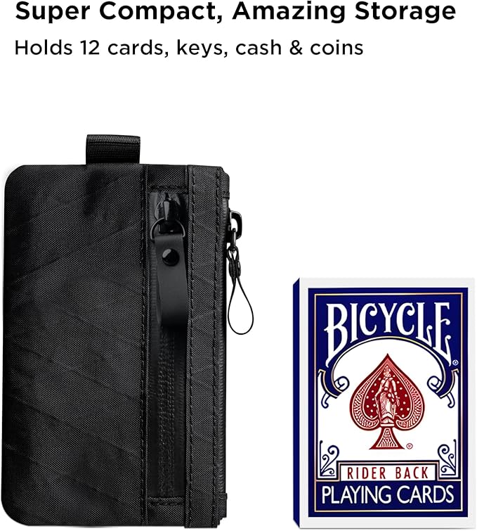 ALPAKA Zip Pouch Black X-Pac- RFID-Blocking Small Cash and Card Zip Wallet with Carbon Neutral, Weatherproof Fabrics, YKK Zipper, EDC Pouch for Men Travel