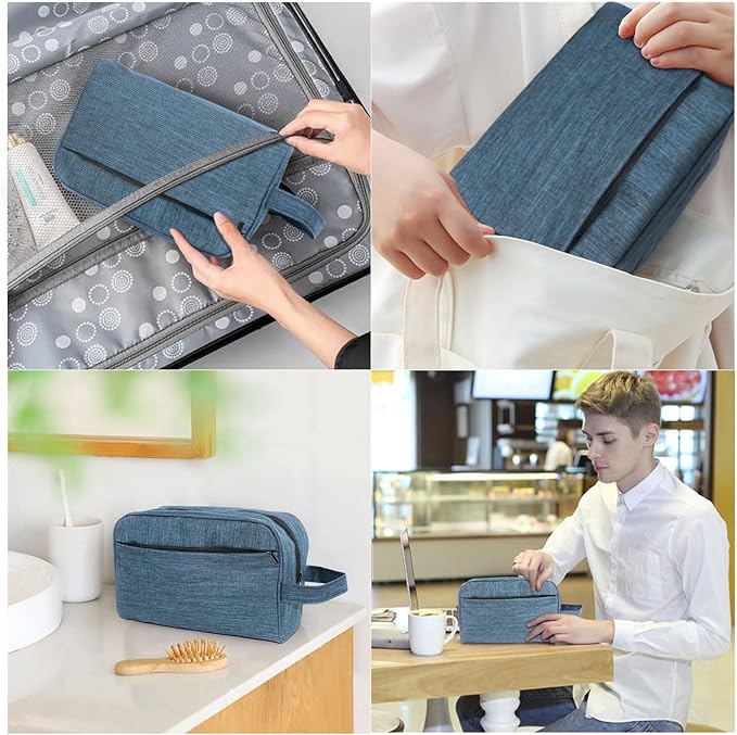Travel Toiletry Bag - Durable Waterproof Material with Multi-Compartment Organization, Compact Size, Lightweight Portable Hanging Dopp Kit for Toiletries & Travel Accessories (blue)