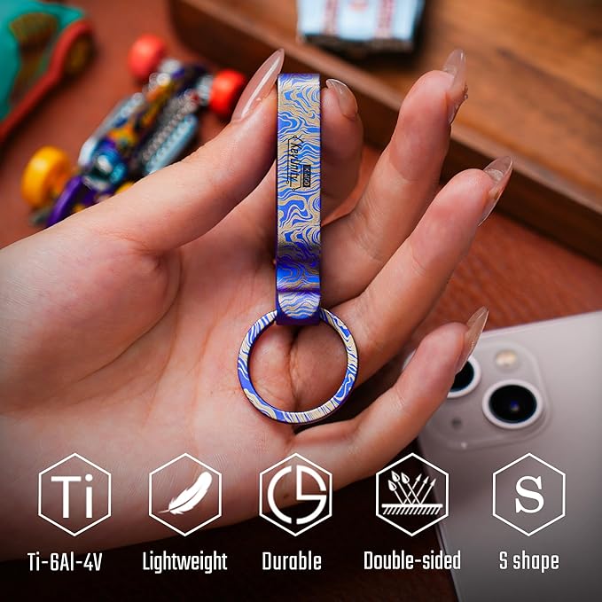 KeyUnity KM00 Titanium Belt Loop Keychain Clip Double Side Quick Release Key Holder with Detachable Key Ring