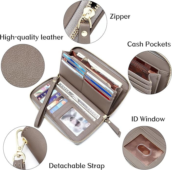 GEEAD Custom Design Wristlet Wallets for Women PU Leather RFID Blocking Wallet