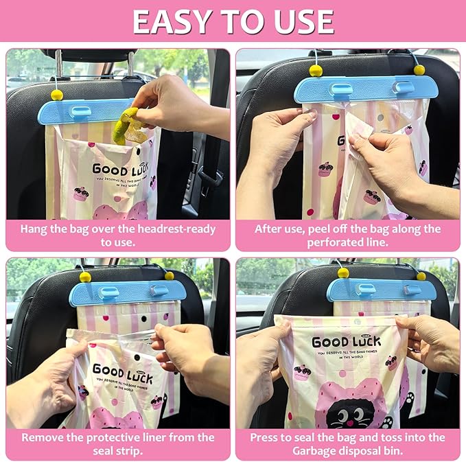 Accmor Disposable Car Trash Bag, 20 Pcs Car Garbage Bag Hanging Vehicle Trash Can Auto Rubbish Pouch Dustbin Bags Garbage Container Car Accessories, Leakproof, Smellproof, Portable for Women & Adults
