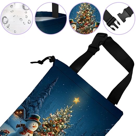 Car Trash Bag Hanging Merry Xmas Car Trash Can for Back Seat Waterproof Car Trash Bin with Adjustable Straps and Drawstring for Car Accessories Vehicle Travelling Camping