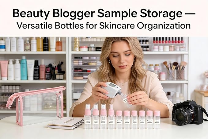 11-Pack Pink Travel Bottles Kit, TSA Approved Leak Proof Portable Toiletry Containers Set, Clear PET Flight Size Cosmetic Containers for Lotion, Shampoo, Cream, Soap