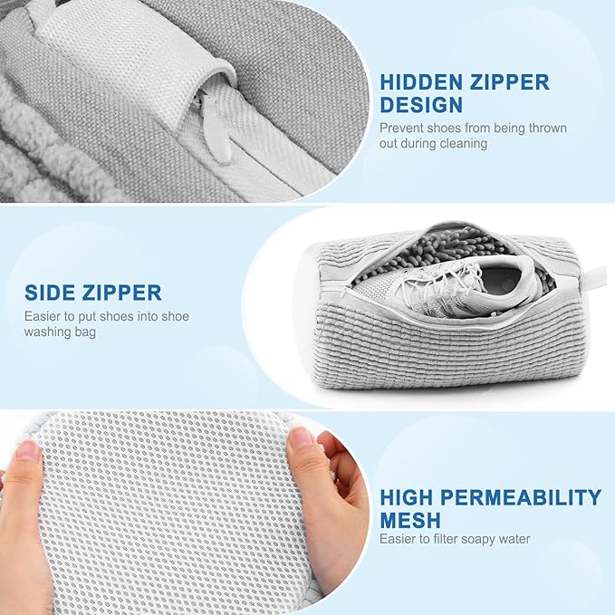 Aship Shoe Washing Machine Bag, Laundry Shoe Bag for Washer and Dryer - Reusable Shoe Cleaning Bag for Sneakers,Tennis Shoes, 360° Deep Cleaning With Self-locking Zipper for All Shoe Sizes - Gray,1PC