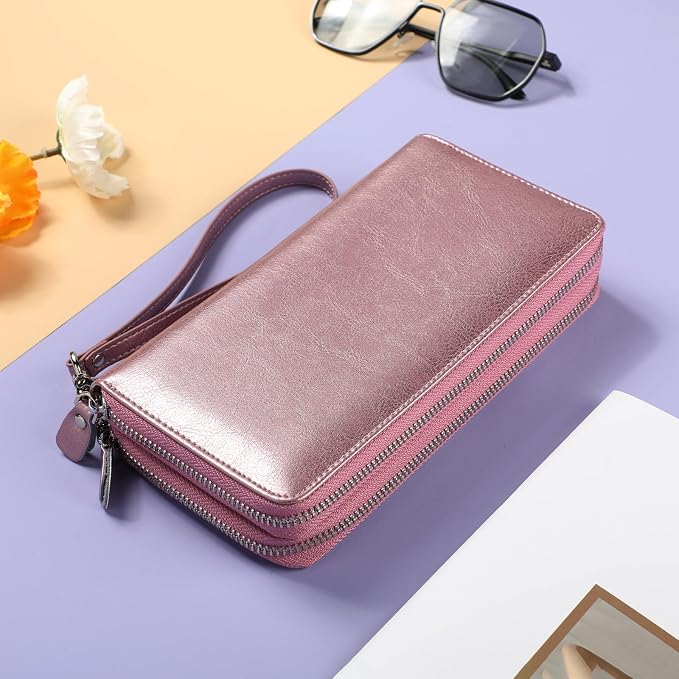 Lavemi Small Compact Women Wallet RFID Blocking Genuine Leather Bifold Purse with ID Windows