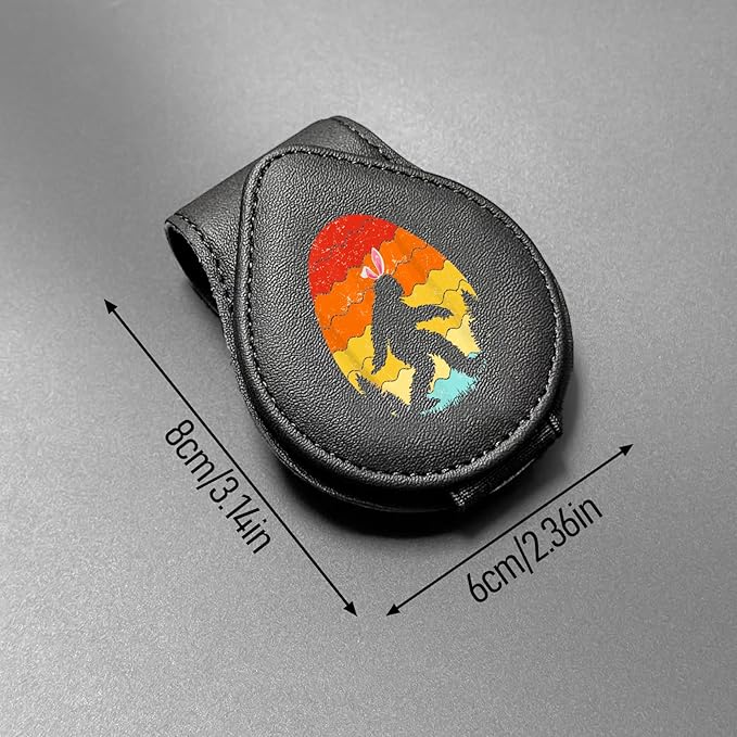 Funny Logo - Car Sunglass Holder, Magnetic Leather Eyeglass Hanger Mount Clip Holder for Car Visor Accessories