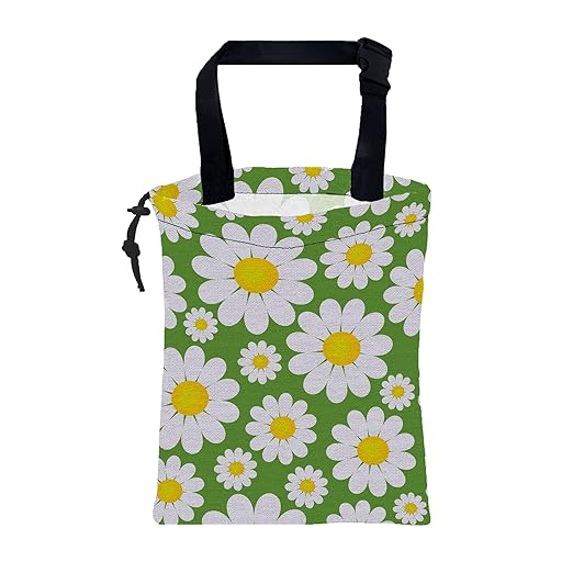 Car Garbage Bag Abstract Daisy Flowers Drawstring Car Trash Bag Hanging for Back Seat with Adjustable Buckle Canvas Vehicle Trash Can Easy-to-Install