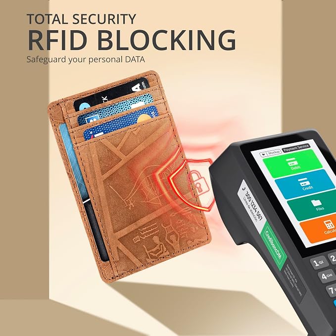 Oak Leathers Leather Slim Minimalist Wallet for Men & Women RFID Front Pocket Leather Card Holder Wallets (Egyptian Cognac)