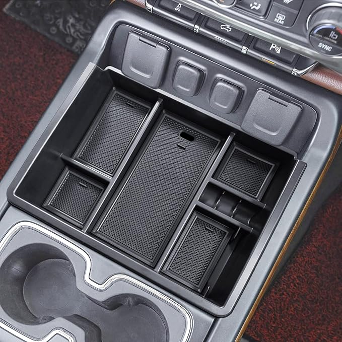 TACOBRO Full Center Console Organizer Compatible with 2014-2018 Sierra 1500 /Silverado 1500 Accessories 2015-2019 Silverado/Sierra 2500 3500HD Compartment Cover Insert Tray Storage, Black