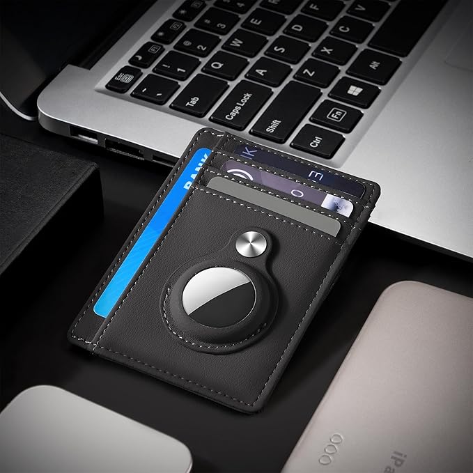 Hawanik Slim Minimalist Front Pocket Air Tag Wallet, RFID Blocking Card Holder Wallet with Airtag Holder