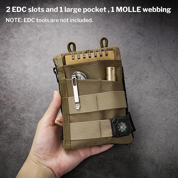 VIPERADE VE18 EDC Pouch, Pocket Organizer for Men, EDC Pocket Organizer, 3 Slots with 2 Zipper Pockets, Multitool Pouch