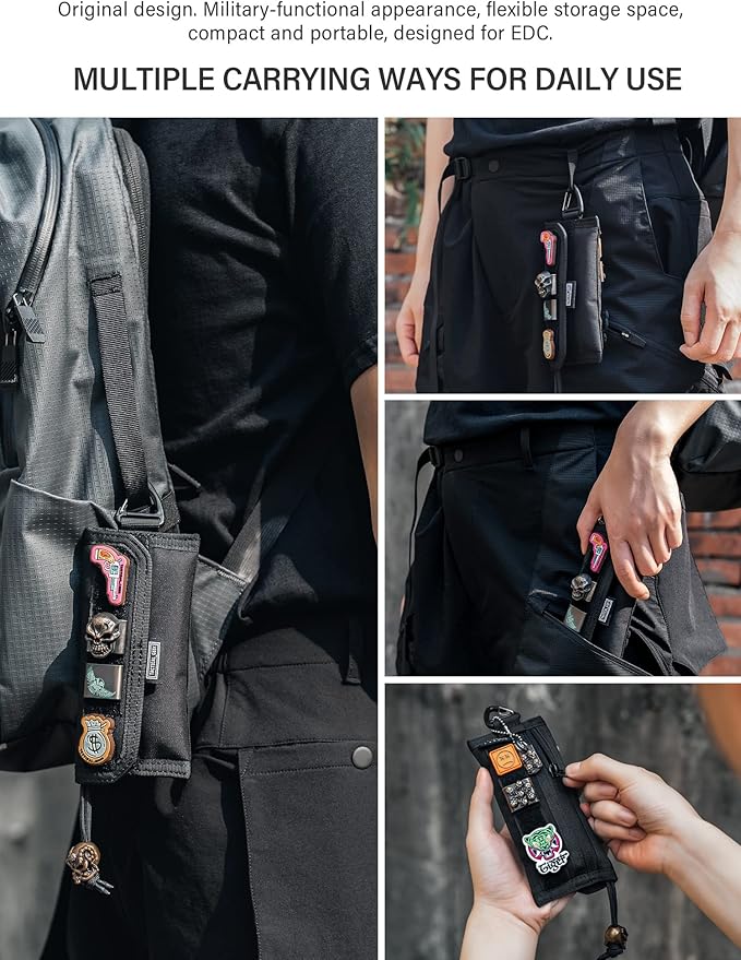 TACTICAL GEEK Storage A2 L Pouch Organizer, Nylon Handheld Wallet, Multi-Purpose EDC Storage Pocket, Multitools Pocket Organizer for Men, Compact Gadget Pouch for Daily Carry Black