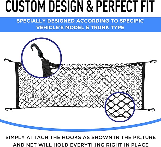 Envelope Style Automotive Elastic Trunk Mesh Cargo Net Accessories for Subaru Impreza 2017 – 2024 & Crosstrek 2018 – 2024 - Premium Trunk Organizers and Storage - Luggage Nets for Vehicles