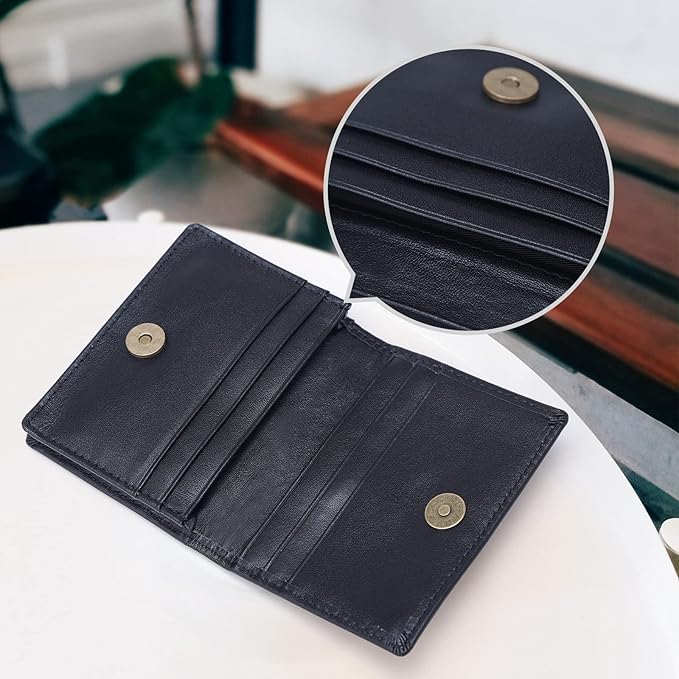 RFID Blocking Front Pocket Minimalist Slim Leather Bifold Wallet Credit Card Case Holder ID Window