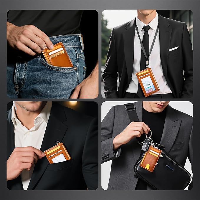 Mayski Slim Wallet, Credit Card Holder for Women, Minimalist Front Pocket RFID Blocking Card Cases, Small Wallet Women Men(Oiled Wax Brown)