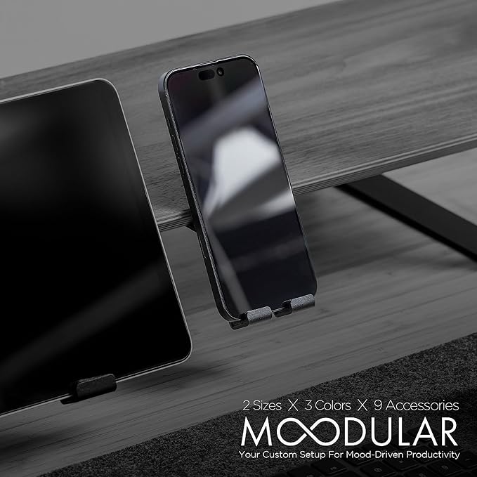 ULTRARM Moodular Add-ons Phone Stand [Accessory Only - Requires Moodular Wooden Monitor Stand Slide Rails for Use] Black MSA-PS