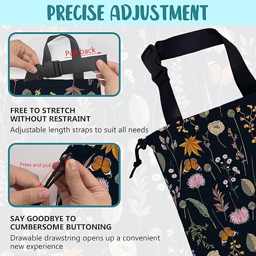Car Garbage Bag Blooming Botanical Plants Drawstring Car Trash Bag Hanging for Back Seat with Adjustable Buckle Canvas Vehicle Trash Can Easy-to-Install