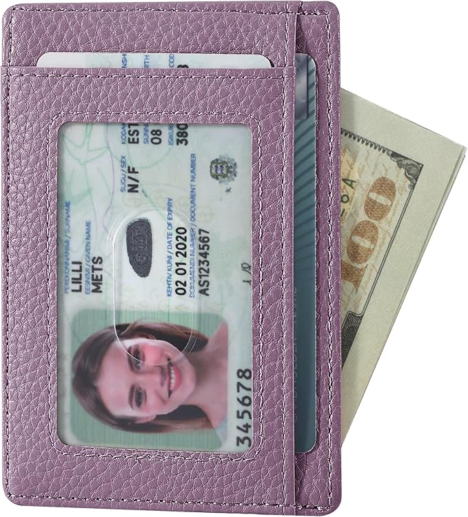 Travelambo Slim Wallet Front Pocket Minimalist Leather RFID Blocking Medium Size