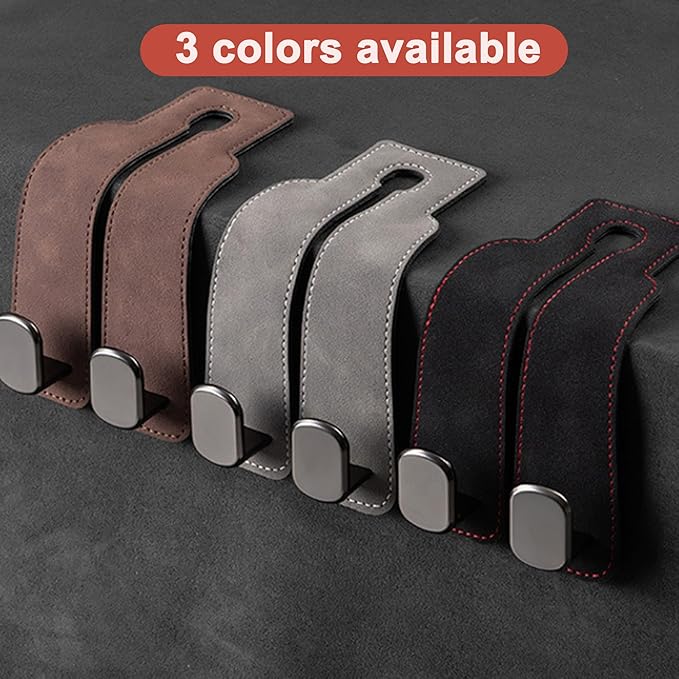 Amelity Universal Car Headrest Hooks, Women’s Car Interior Accessories for Purses Handbags Grocery & Backpacks, Gray 2 Pack