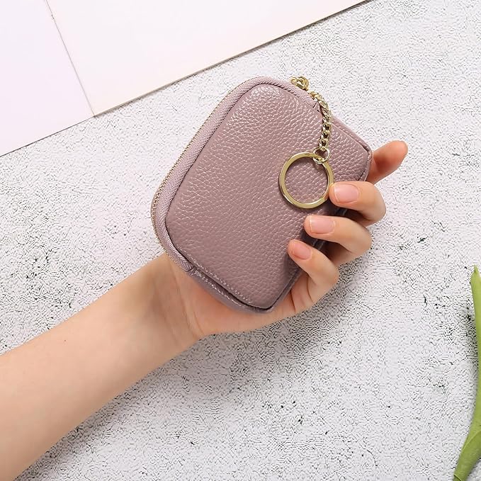 SENDEFN Mini Coin Purse Soft Leather Small Coin Pouch Purses Women Zipper Pocket with Key Ring