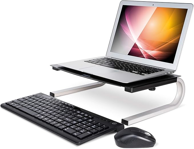 Allsop Redmond Monitor Stand, Holds 40 lbs with Keyboard Storage Space - Black (29248)