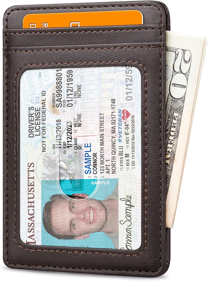 Buffway Mens Slim Wallet, Minimalist Thin Front Pocket Leather Credit Card Holder with RFID Blocking for Work Travel | Minimalist, Thin, Front Pocket, Credit Card Holder, RFID Blocking, for Work Travel