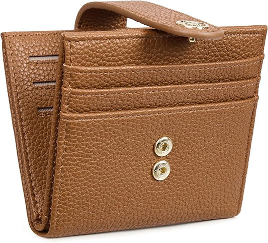 BOSTANTEN Slim Wallet for Women Small RFID Blocking Credit Card Holder Leather Bifold Wallets with Zipper Coin Pocket Brown
