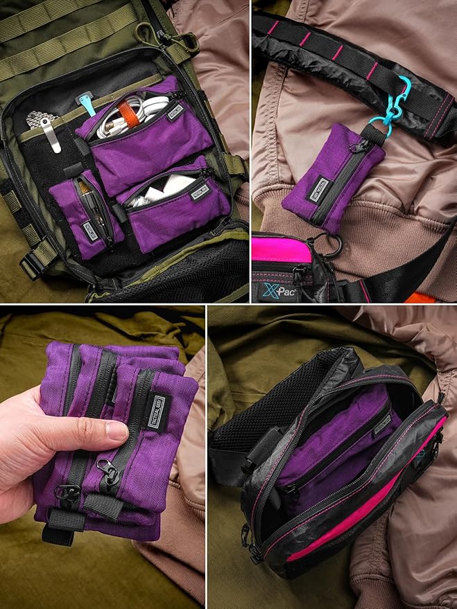 TACTICAL_GEEK Storage A5 EDC Storage Pouch Set, Molle EDC Gadget Pouch, Multi-Functional Utility Small Tool Pocket for Daily Carry (Purple)