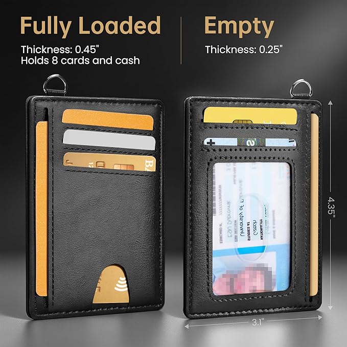 Mayski Slim Wallet, Credit Card Holder for Women, Minimalist Front Pocket RFID Blocking Card Cases, Small Wallet Women Men(Oiled Wax Black)