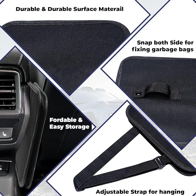 BFXM Car Trash Can, Foldable Trash Can Collapsible Hanging Trash Bag for Car Seat, 2 Gallons Leakproof Garbage Bags, Cars Must Haves Interior Accessories Essentials