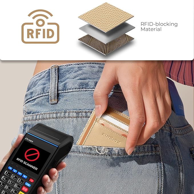 RUNBOX Slim ID Cases Minimalist Front Pocket RFID Blocking Leather Wallets for Men and Women Card Holder Wallets Gifts for men