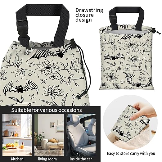 Car Trash Bag Large Hanging Can for Back of Seat, Cute Waterproof Car Garbage Bag for Vehicle, Travelling, Outdoor Cute Bat