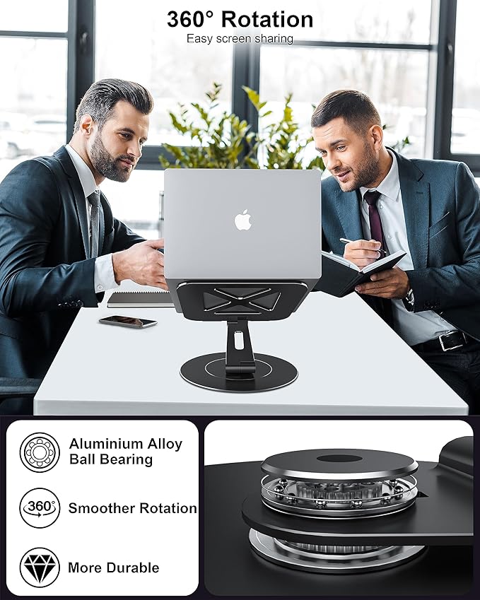 LOXP Ultra-Stable Laptop Stand for Desk with Larger Base, Desktop Organizer, Military-Grade Aluminum Anti-Loosening Structure - Height Adjustable Lectern Stand Suitable for 10-17.3 inch