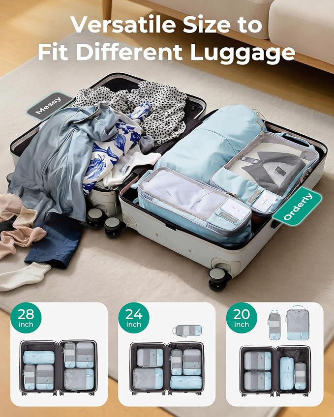 BAGSMART 6 Set /4 Set/2 Set Compression Packing Cubes for Travel, Lightweight Luggage Organizer Bags, Durable Space Saver Bags Travel Essentials