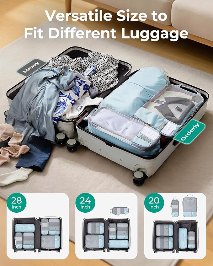 BAGSMART 6 Set /4 Set/2 Set Compression Packing Cubes for Travel, Lightweight Luggage Organizer Bags, Durable Space Saver Bags Travel Essentials