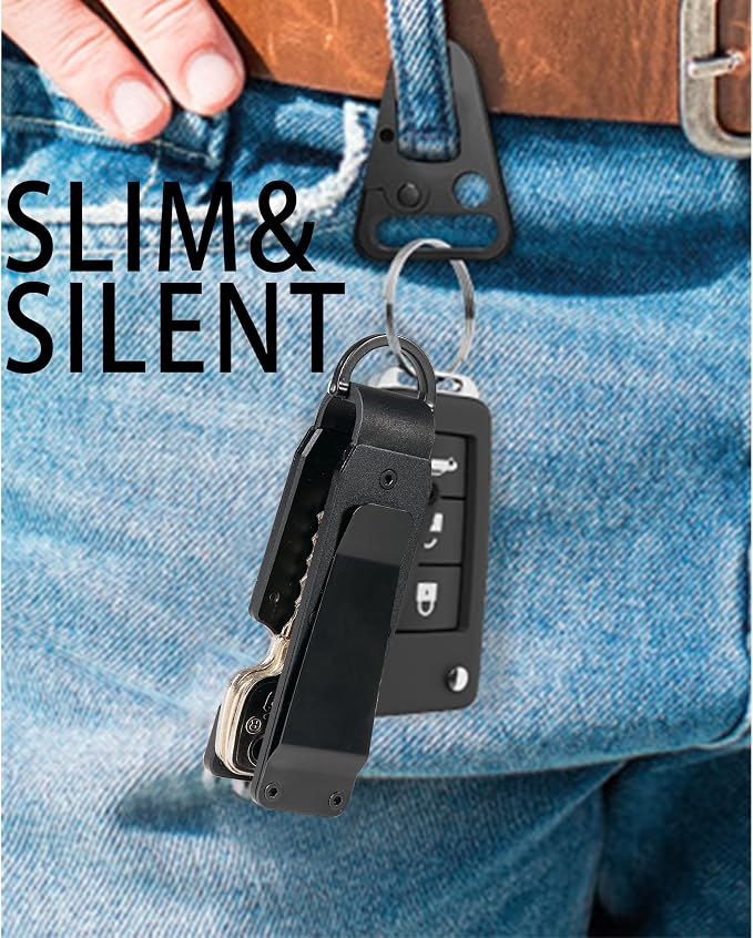 Compact Metal Key Organizer Minimalist Key Holder Secures 1-5 Keys | Durable solid metal key case, slim pocket design, safely holds up to 5 keys, lightweight portable daily keychain accessory