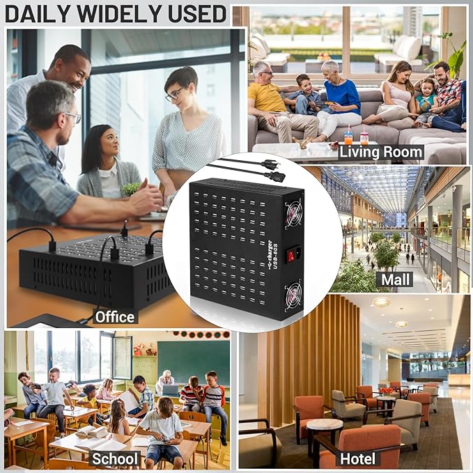 Multiple USB Charging Station, MIXILIN 80 Ports 800W(150A) Fast Charger Station with Power Switch, Desktop Charging Station for Multiple Devices Compatible with Cell Phones iPad Kindle Tablet