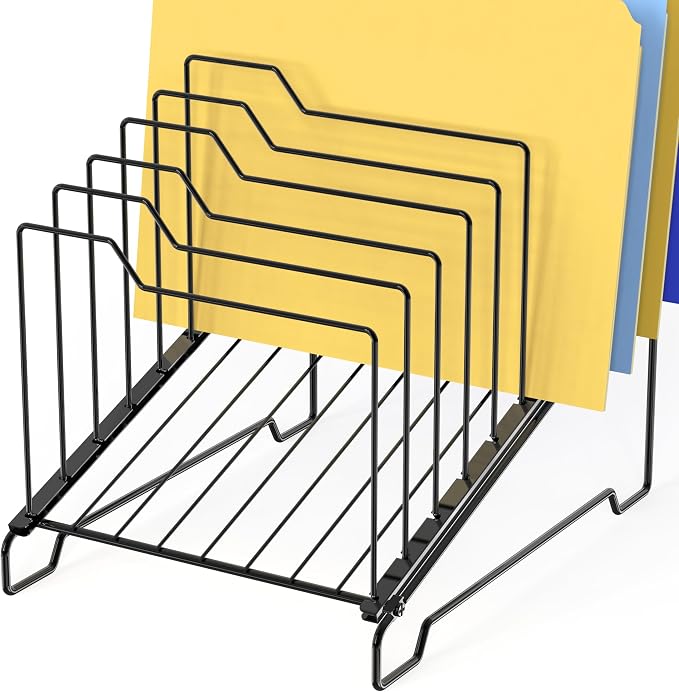 Simple Houseware 9-Section Wire Step Desk File Organizer Sorter for Documents, Folders, and Mail, Black