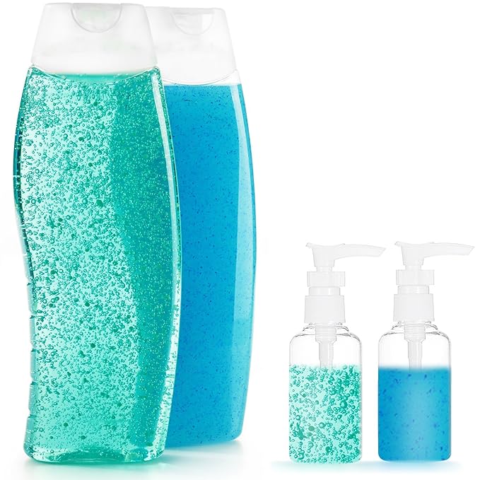 TecUnite 6 Pack Small Pump Bottles Clear Travel Bottle Plastic Empty Spray Dispenser Hand Lotion Sanitizer Refillable Accessories Set with Small Funnel for Flight, Airport, Holiday