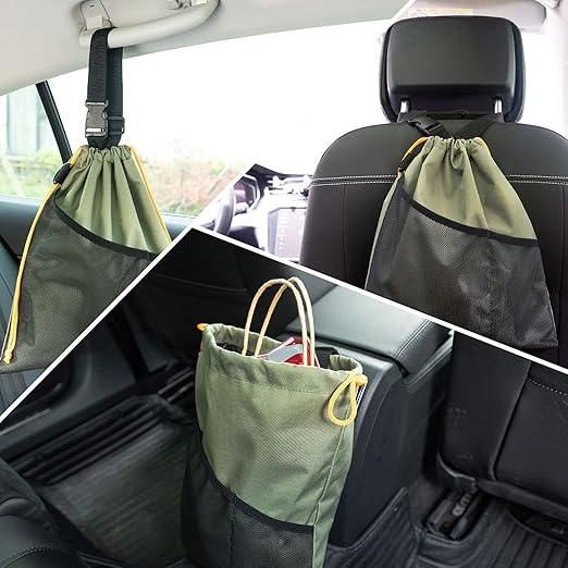 GNEGNI 2PCS Car Garbage Can, Hanging Car Trash Bag with Waterproof Leakproof Lining