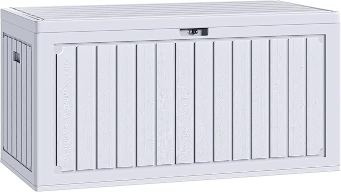 YITAHOME 90 Gallon Double-Wall Deck Box with Side Handles, Outdoor Large Storage for Patio Furniture Cushions, Garden Pool Accessories, Water Resistant & Lockable