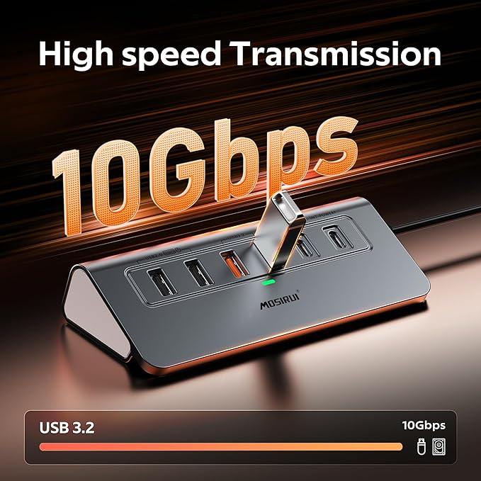 USB C Hub Ethernet,10-in-1 USB C Docking Station with 4K@60Hz HDMI,1Gbps Ethernet, PD 100W,Type C & 2 USB A 3.2 10Gbps, 2 USB A 2.0, SD/TF, Aluminum USB Hub for Laptop,PC, iPhone 17/16,Mac
