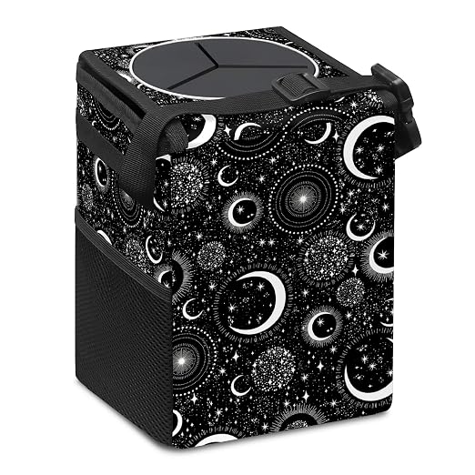 Gothic Moon Stars Boho Car Trash Can with Lid - Collapsible Reusable Waterproof Car Garbage Bag - Organizer