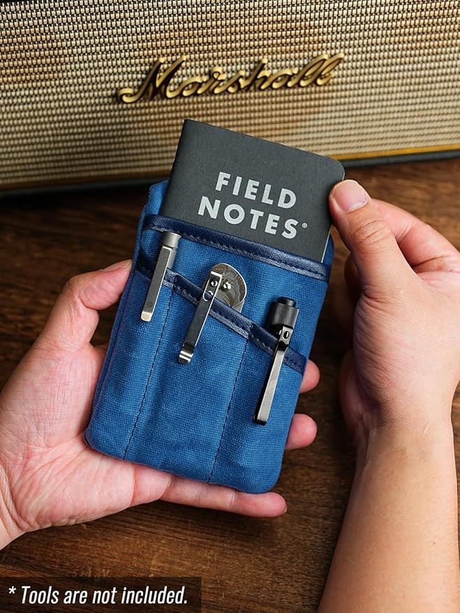 Sayram SP6 EDC Pouch, Waxed Canvas Compact Pocket Organizer, EDC Pocket Pouch for Men, Zippered Pocket Pouch, Mini EDC Organizer for Everyday Carry, Multitool Organizer Pouch (Oil Wax Blue)
