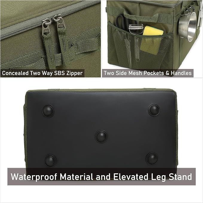 Tactical Camping Storage Bag - 46L Utility Tote Bag Trunk Organizer (Army Green)