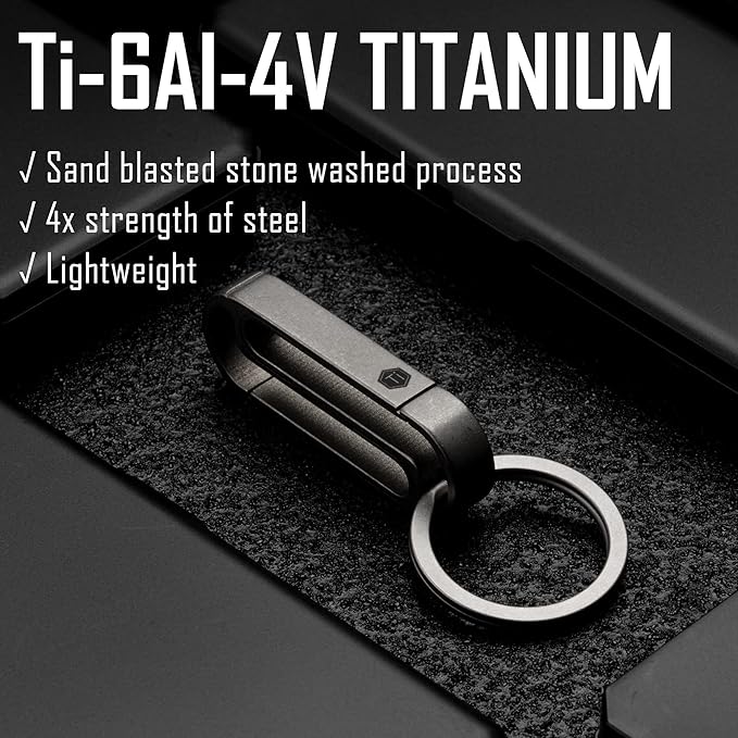 KeyUnity Titanium Key Holder Belt Clip, Double Side Carabiner Keychain For Men