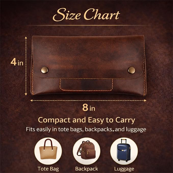 Leather Money Bag Currency Organiser Pouch, Dollar Bills Holder, Bills Organizer with Mobile Pocket, Money Envelope For Men and Women (Brown)